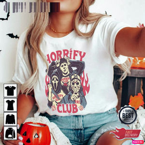 Horrify Club Halloween Shirt, Hell Devil Fire Shirt, Halloween Graphics Shirt
